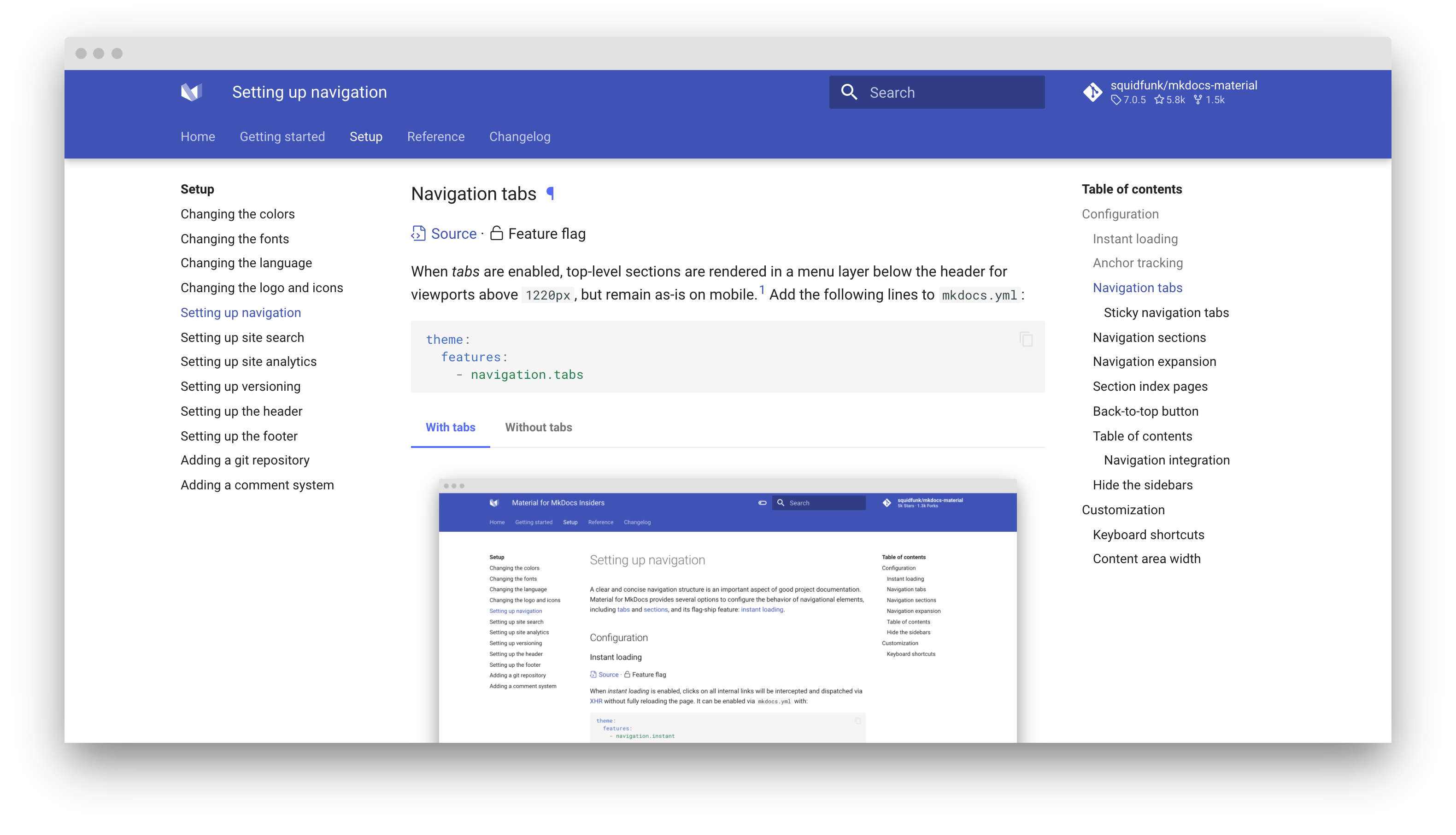 navigation.tabs.sticky enabled