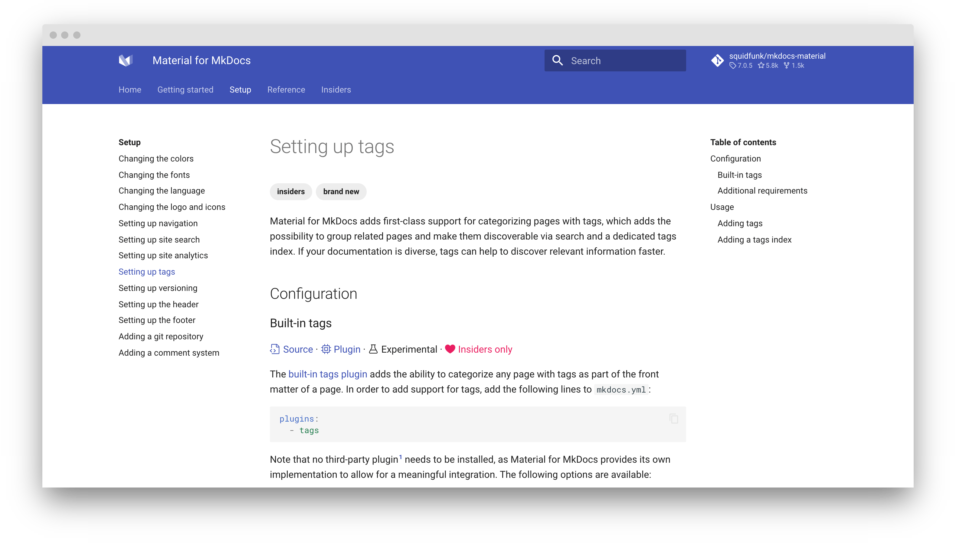 Tags preview
